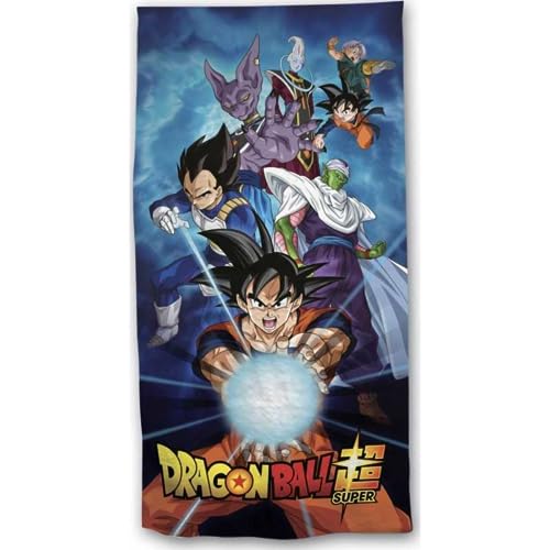 Aymax Son Goku Kamehameha Strandtuch mit Vegeta, Beerus, Piccolo - 140 x 70 cm, zertifiziert nach Öko-Tex Standard 100 von Aymax