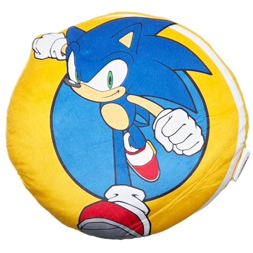 Aymax Sonic The Hedgehog 3D Mini‑Dekokissen (Ø 34 × 7 cm) – Offizielles Lizenzprodukt – Weiches Polyester von Aymax