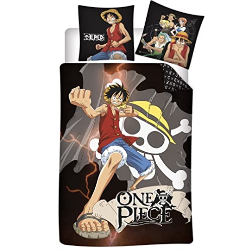 One Piece Kinder Bettwäsche Set Bettbezug 140 x 200 cm + Kissenbezug 63x63 cm von Aymax