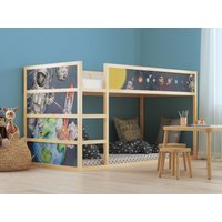 Aufkleber Für Ikea Kura Bett Sticker Kinderzimmer Aquarell Sonnensystem Space Weltall Astronaut Planeten Spielzimmer Bettaufkleber Kb3034 von Ayminoo