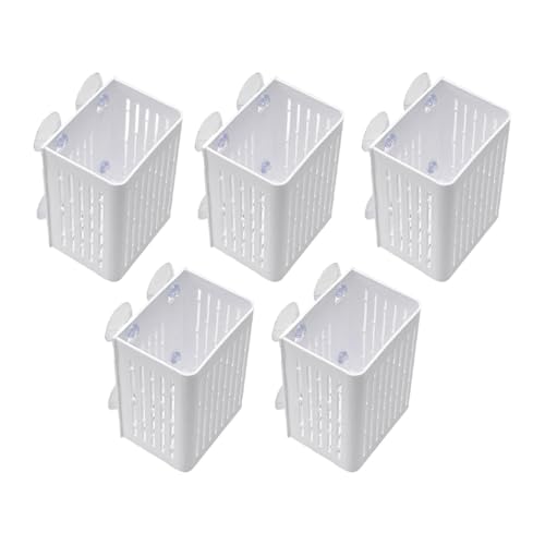 Aymzbd 5Pcs Aquarium Pflanzenhalter Wasserpflanze Mesh Net Töpfe Platzsparende Anbau Saugnapf für Tanks Landschaft, Weiß von Aymzbd