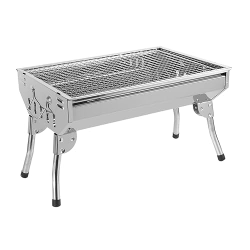 Aymzbd Camping-Holzkohlegrill, klappbarer Grill, praktische Belüftung, stabiles Grillgestell aus Netzgewebe für unterwegs, Zuhause, Strand, Hof, S von Aymzbd