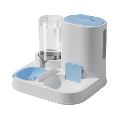 Aymzbd Futterautomat Als 2 in 1 Futter Und Wasserspender mit Katzennapf Und Hundenapf mit Abgewinkeltem Auslass für Futter für Die Tägliche Versorgung, Blau von Aymzbd