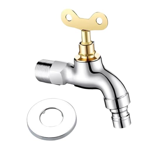 Aymzbd Gartenhahn Außenwasserhahn mit Schlüssel, Verhindert Wasserdiebstahl Und Unbefugte Nutzung, Außenwasserhahn Abschließbarer für Die Garage, 4 Punkte 10.5 X 9.2 X 2 cm von Aymzbd