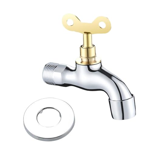 Aymzbd Gartenhahn Außenwasserhahn mit Schlüssel, Verhindert Wasserdiebstahl Und Unbefugte Nutzung, Außenwasserhahn Abschließbarer für Die Garage, 4 Punkte 9.5 X 9.2 X 2 cm von Aymzbd