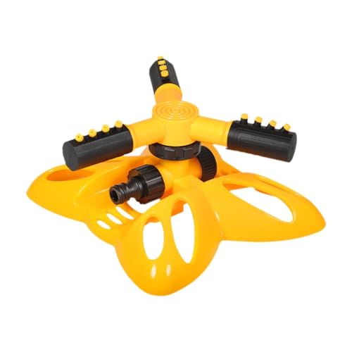 Aymzbd Hofsprinkler mit DREI Armen, automatisches Bewässerungsgerät für den Garten, Gelb von Aymzbd