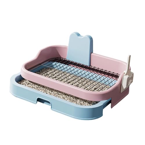 Aymzbd Hundetoilette Hunde Litterbox Welpentoilette Klappschale mit Herausziehbarem Tablett Sicherem PP Material Und Abgerundeten Kanten für Heim Tierbesitze, Blau Rosa von Aymzbd