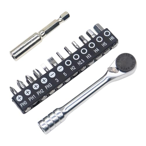 Aymzbd Mini Ratschen Schraubendreher Set mit 12 Bits Und Verlängerungsstange Doppelendiger 1/4 Zoll Mechanismus Aus Stahl für Präzises Arbeiten für Reparatur, Style B von Aymzbd