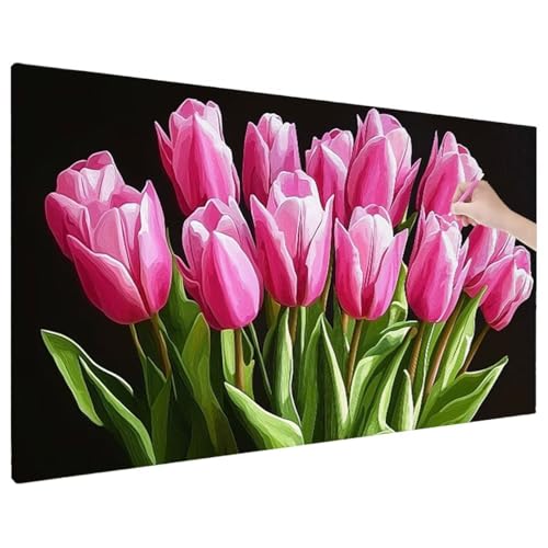 Blumen Diamond Painting XXL, 5D Diamant Painting Bilder Tulpe Muster mit Vollbohrer Leinwand, Diamond Art Stickerei Kreuzstich Set, Basteln Erwachsene Mosaikherstellung, Herbst Wanddeko 180x80 cm C-52 von Aynaeinn