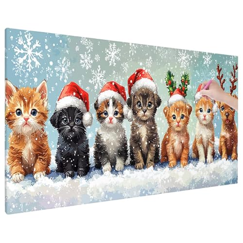 Christmas Diamond Painting XXL, 5D Diamant Painting Bilder Cat Muster mit Vollbohrer Leinwand, Diamond Art Stickerei Kreuzstich Set, Basteln Erwachsene Mosaikherstellung, Herbst Wanddeko 90x40 cm D-87 Christmas Diamond Painting XXL, 5D Diamant Painting Bilder Cat Muster mit Vollbohrer Leinwand, Diamond Art Stickerei Kreuzstich Set, Basteln Erwachsene Mosaikherstellung, Herbst Wanddeko 90x40 cm D-87 von Aynaeinn