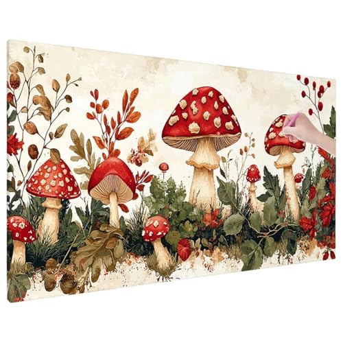 Diamond Painting 110x50 cm, Anlage Diamant Painting Bilder Erwachsene Bastelset, 5D Diamond Paintings Erwachsene Set mit Runde Vollbohrer für Aesthetic Room Decor, Geschenke für Frauen (Pilz) C-83 von Aynaeinn