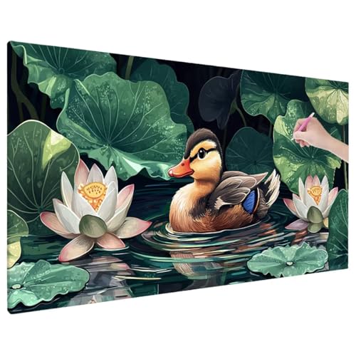 Diamond Painting 110x50 cm, Ente Diamant Painting Bilder Erwachsene Bastelset, 5D Diamond Paintings Erwachsene Set mit Runde Vollbohrer für Aesthetic Room Decor, Geschenke für Frauen (Lotus) E-42 von Aynaeinn