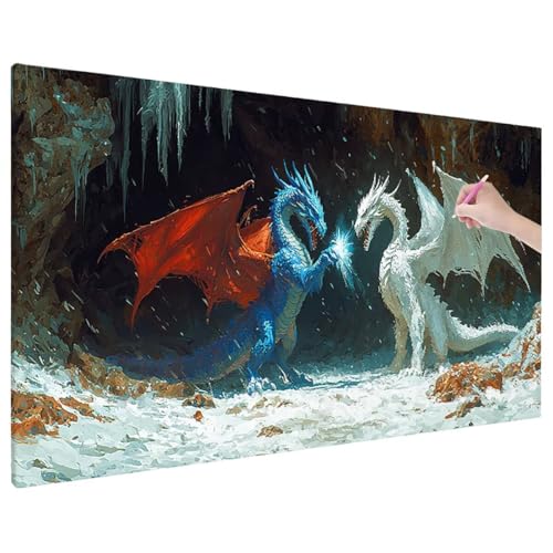 Diamond Painting 140x60 cm, Anime Diamant Painting Bilder Erwachsene Bastelset, 5D Diamond Paintings Erwachsene Set mit Runde Vollbohrer für Aesthetic Room Decor, Geschenke für Frauen (Drachen) E-3 von Aynaeinn