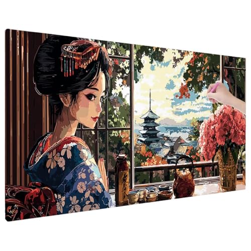 Diamond Painting 140x60 cm, Anime Diamant Painting Bilder Erwachsene Bastelset, 5D Diamond Paintings Erwachsene Set mit Runde Vollbohrer für Aesthetic Room Decor, Geschenke für Frauen (Japan) C-14 von Aynaeinn