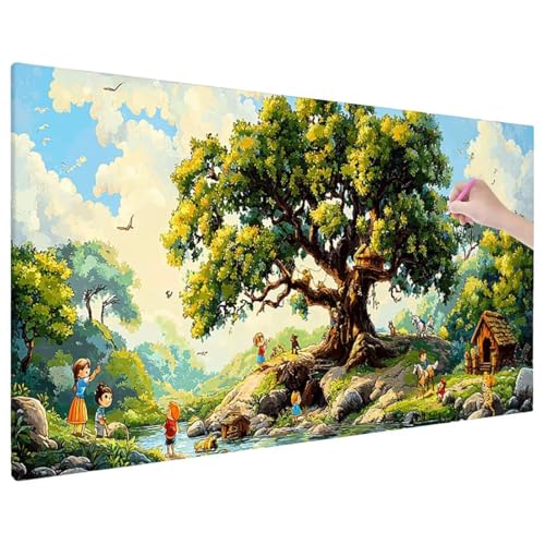 Diamond Painting 140x60 cm, Anime Diamant Painting Bilder Erwachsene Bastelset, 5D Diamond Paintings Erwachsene Set mit Runde Vollbohrer für Herbst Zimmer Decor, Geschenke für Frauen (Lebensbaum) B-89 von Aynaeinn