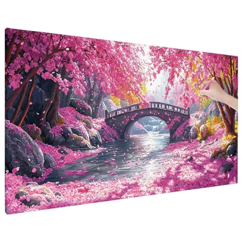 Diamond Painting 140x60 cm, Landscape Diamant Painting Bilder Erwachsene Bastelset, 5D Diamond Paintings Erwachsene Set mit Runde Vollbohrer für Aesthetic Room Decor, Geschenke für Frauen (Rosa) E-9 von Aynaeinn