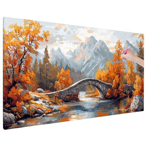 Diamond Painting 140x60 cm, Landscape Diamant Painting Bilder Erwachsene Bastelset, 5D Diamond Paintings Erwachsene Set mit Runde Vollbohrer für Herbst Zimmer Decor, Geschenke für Frauen (Herbst) E-15 von Aynaeinn