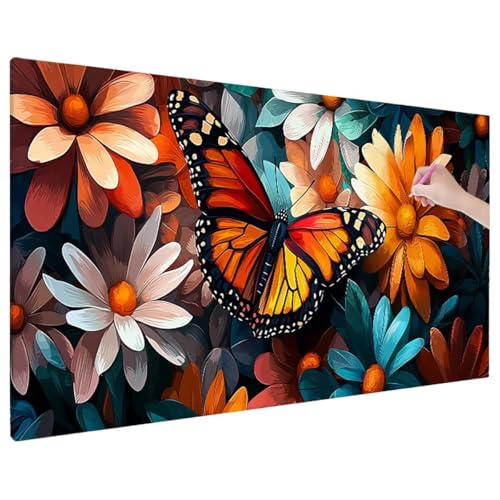 Diamond Painting 70x30 cm, Blumen Diamant Painting Bilder Erwachsene Bastelset, 5D Diamond Paintings Erwachsene Set mit Runde Vollbohrer für Zimmer Decor, Geschenke für Frauen (Schmetterlinge) C-41 von Aynaeinn