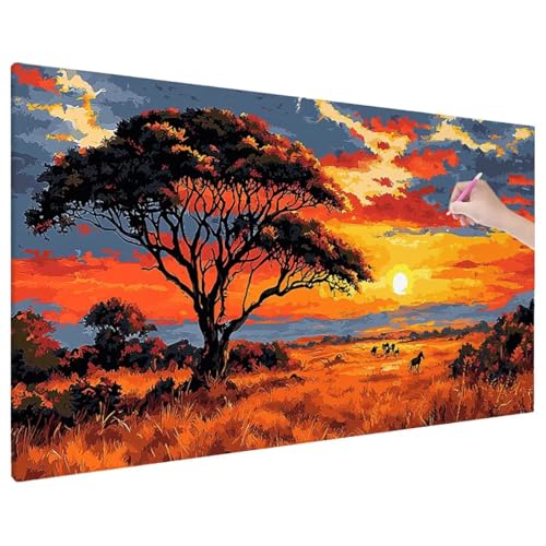 Diamond Painting 70x30 cm, Landschaft Diamant Painting Bilder Erwachsene Bastelset, 5D Diamond Paintings Erwachsene Set mit Runde Vollbohrer, Zimmer Decor, Geschenke für Frauen (Sonnenuntergang) C-71 von Aynaeinn