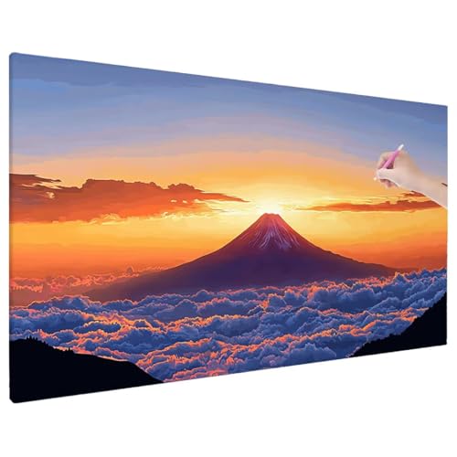 Diamond Painting 70x30 cm, Sonnenuntergang Diamant Painting Bilder Erwachsene Bastelset, 5D Diamond Paintings Erwachsene Set mit Runde Vollbohrer für Zimmer Decor, Geschenke für Frauen (Berge) C-80 von Aynaeinn