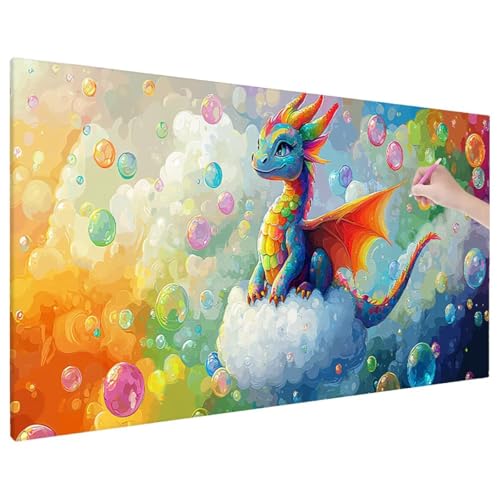 Diamond Painting 90x40 cm, Anime Diamant Painting Bilder Erwachsene Bastelset, 5D Diamond Paintings Erwachsene Set mit Runde Vollbohrer für Aesthetic Room Decor, Geschenke für Frauen (Drachen) X-90 von Aynaeinn