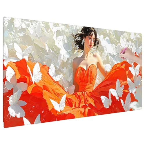 Diamond Painting Anime, Mädchen Diamond Painting Erwachsene Groß XXL 110x50 cm, 5D Runde Diamant Stickerei Erwachsene Mosaikherstellung Bastelset, Herbst Zimmer Deko Wohnzimmer, Weihnachtsgeschen D-62 von Aynaeinn