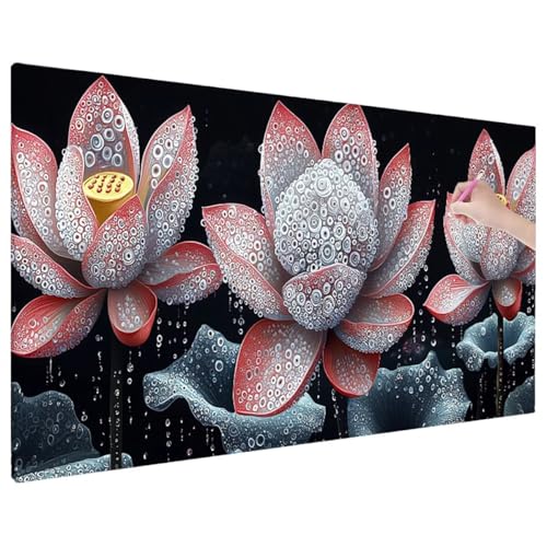 Diamond Painting Anlage, Lotus Diamond Painting Erwachsene Groß XXL 180x80 cm, 5D Runde Diamant Stickerei Erwachsene Mosaikherstellung Bastelset, Herbst Zimmer Deko Wohnzimmer, Weihnachtsgeschen C-45 von Aynaeinn