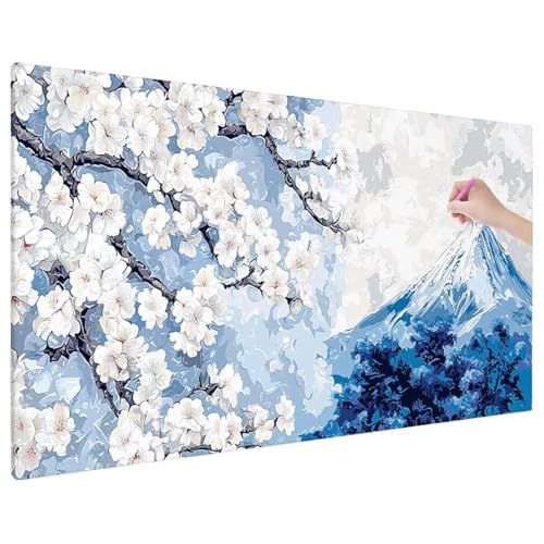 Diamond Painting Blumen, Berge Diamond Painting Erwachsene Groß XXL 110x50 cm, 5D Runde Diamant Stickerei Erwachsene Mosaikherstellung Bastelset, Herbst Zimmer Deko Wohnzimmer, Weihnachtsgeschen C-57 von Aynaeinn