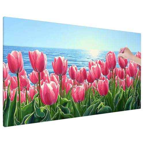 Diamond Painting Blumen, Meer Diamond Painting Erwachsene Groß XXL 110x50 cm, 5D Runde Diamant Stickerei Erwachsene Mosaikherstellung Bastelset, Herbst Zimmer Deko Wohnzimmer, Weihnachtsgeschen C-54 von Aynaeinn