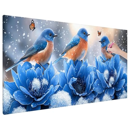 Diamond Painting Blumen, Vogel Diamond Painting Erwachsene Groß XXL 140x60 cm, 5D Runde Diamant Stickerei Erwachsene Mosaikherstellung Bastelset, Herbst Zimmer Deko Wohnzimmer, Weihnachtsgeschen X-97 von Aynaeinn