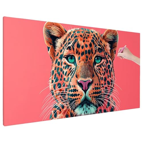 Diamond Painting Leopard, Rosa Diamond Painting Erwachsene Groß XXL 90x40 cm, 5D Runde Diamant Stickerei Erwachsene Mosaikherstellung Bastelset, Herbst Zimmer Deko Wohnzimmer, Weihnachtsgeschen C-42 von Aynaeinn