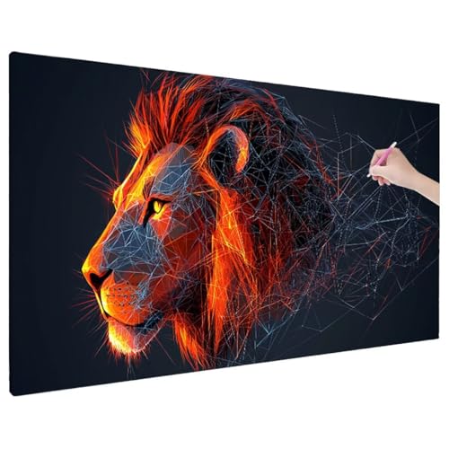 Diamond Painting Löwe, Abstrakt Diamond Painting Erwachsene Groß XXL 90x40 cm, 5D Runde Diamant Stickerei Erwachsene Mosaikherstellung Bastelset, Herbst Zimmer Deko Wohnzimmer, Weihnachtsgeschen D-29 von Aynaeinn