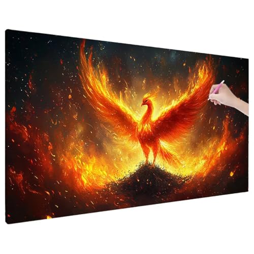 Diamond Painting Phönix, Fantasy Diamond Painting Erwachsene Groß XXL 90x40 cm, 5D Runde Diamant Stickerei Erwachsene Mosaikherstellung Bastelset, Herbst Zimmer Deko Wohnzimmer, Weihnachtsgeschen X-67 von Aynaeinn