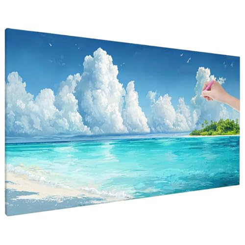Diamond Painting Strand, Sommer Diamond Painting Erwachsene Groß XXL 140x60 cm, 5D Runde Diamant Stickerei Erwachsene Mosaikherstellung Bastelset, Herbst Zimmer Deko Wohnzimmer, Weihnachtsgeschen X-70 von Aynaeinn