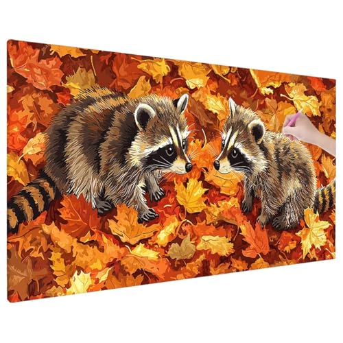 Diamond Painting Waschbär, Herbst Diamond Painting Erwachsene Groß XXL 180x80 cm, 5D Runde Diamant Stickerei Erwachsene Mosaikherstellung Bastelset, Zimmer Deko Wohnzimmer, Weihnachtsgeschen C-21 von Aynaeinn
