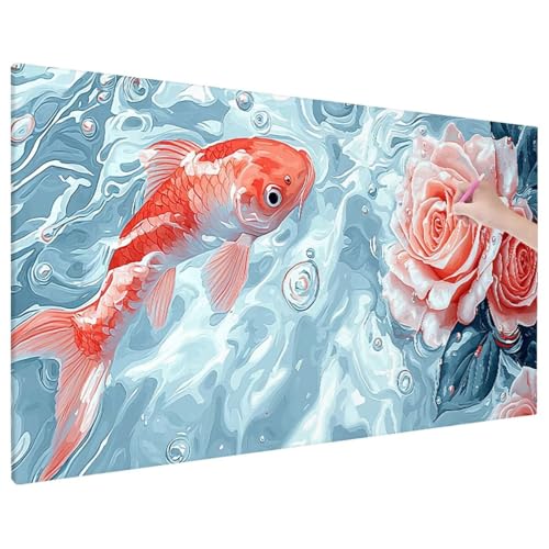Fisch Diamond Painting XXL, 5D Diamant Painting Bilder Blumen Muster mit Vollbohrer Leinwand, Diamond Art Stickerei Kreuzstich Set, Basteln Erwachsene Mosaikherstellung, Herbst Wanddeko 110x50 cm D-48 von Aynaeinn