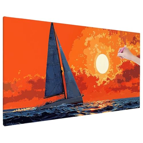 Sonnenuntergang Diamond Painting XXL, 5D Diamant Painting Bilder Boot mit Vollbohrer Leinwand, Diamond Art Stickerei Kreuzstich Set, Basteln Erwachsene Mosaikherstellung, Wanddeko 180x80 cm C-37 Sonnenuntergang Diamond Painting XXL, 5D Diamant Painting Bilder Boot mit Vollbohrer Leinwand, Diamond Art Stickerei Kreuzstich Set, Basteln Erwachsene Mosaikherstellung, Wanddeko 180x80 cm C-37 von Aynaeinn