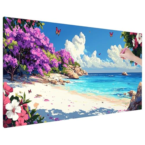 Strand Diamond Painting XXL, 5D Diamant Painting Bilder Blumen Muster mit Vollbohrer Leinwand, Diamond Art Stickerei Kreuzstich Set, Basteln Erwachsene Mosaikherstellung, Wanddeko 110x50 cm C-73 Strand Diamond Painting XXL, 5D Diamant Painting Bilder Blumen Muster mit Vollbohrer Leinwand, Diamond Art Stickerei Kreuzstich Set, Basteln Erwachsene Mosaikherstellung, Wanddeko 110x50 cm C-73 von Aynaeinn