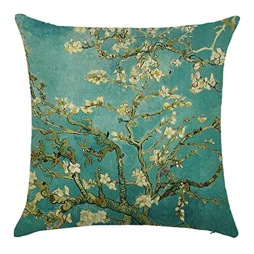 Ayoiow Couchkissen Bezug 40x40cm, Dekokissen Kissenüberzug Leinen Blumenmalerei Kissenhülle Dekokissen Für Couch 16x16 Inch von Ayoiow