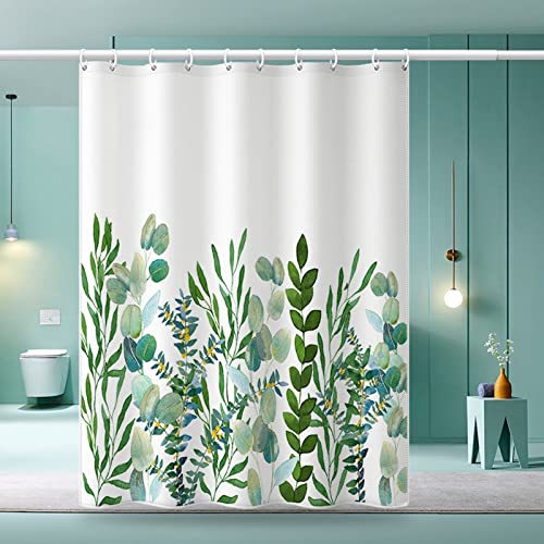 Ayoiow Duschvorhang 180x200, Vorhang für Badezimmer Fenster Blätter Muster Badewanne Vorhang Grün Ohne Duschvorhangstange von Ayoiow