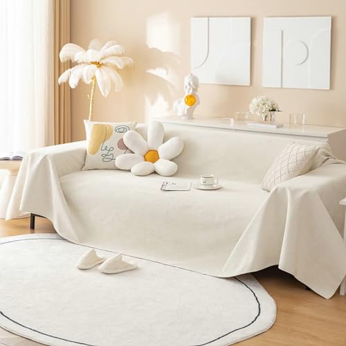 Ayoiow Sofahusse Set Sofahusse Weiß Sofabezug 2 Sitzer Polyester Einfarbig von Ayoiow