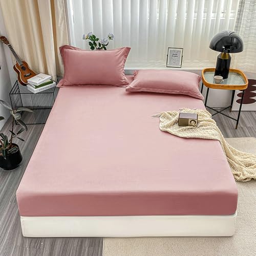 Ayoiow Spannbettlaken Und Kopfkissenbezug 200x180cm, Bettlaken Polyester Einfarbige Farbe Bettlaken Matratzenhöhe Bis 20cm Rosa Ayoiow Spannbettlaken Und Kopfkissenbezug 200x180cm, Bettlaken Polyester Einfarbige Farbe Bettlaken Matratzenhöhe Bis 20cm Rosa von Ayoiow