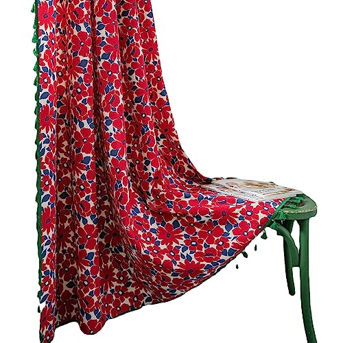 Ayoiow Vorhang Schwarz Verdunkelnd, Vorhang Wohnzimmer 2Er Set Red 150X280CM Ür Maximale Verdunkelungsvorhang In Wohnräumen Schlafzimmern Büros Blumen Mit Quaste Bedruckt von Ayoiow