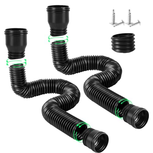 2 Stück Dachrinne Fallrohr Verlängerung Flexible, Regenrinnen Fallrohr Verlängerungen Flexible Drain Downspout Extender, Verlängerbar von 47 bis 150 cm, Fallrohr Dachrinnen Verlängerung (Schwarz) von Ayolofei
