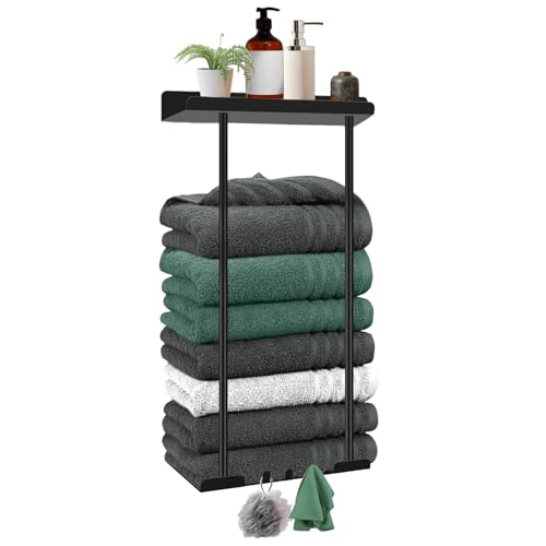 Handtuchhalter Ohne Bohren, Gästehandtuchhalter Ausziehbar Handtuchregal Mit Ablage und Haken, Selbstklebend Badetuchhalter Wand Handtuch Halter für Badezimmer, 38-75CM Handtuchhalter Ohne Bohren, Gästehandtuchhalter Ausziehbar Handtuchregal Mit Ablage und Haken, Selbstklebend Badetuchhalter Wand Handtuch Halter für Badezimmer, 38-75CM von Ayolofei