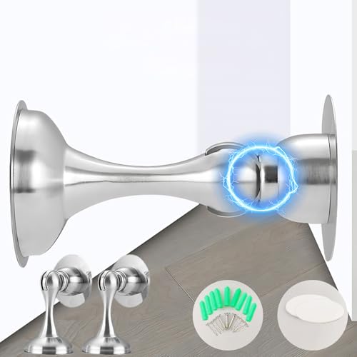 2PCS Magnetischer Türstopperhalter aus Edelstahl, Selbstklebend Magnetischer Türstopper mit Verdeckenden Verriegelungsschrauben, Edelstahl Magnet Türstopper für Boden oder Wand (Gebürsteter Stahl) von Ayolofei