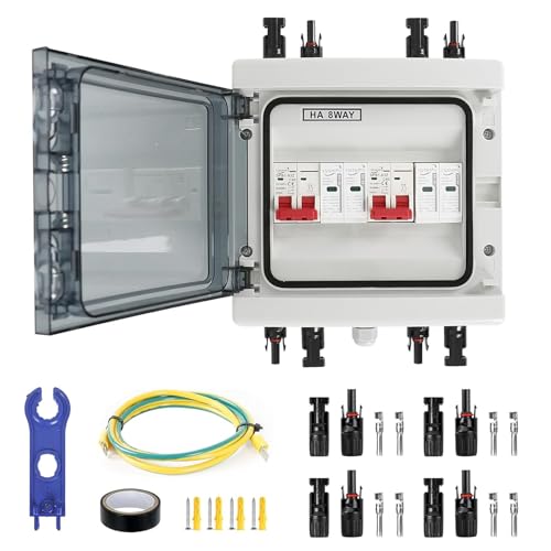 Solar Anschlusskasten Photovoltaik, Überspannungsschutz PV DC1000V 40A Blitzschutz Leitungsschutzschalter 2 String (2 in 2 out), IP65 Wasserdicht & UV-Beständig Generatoranschlusskasten für Photovolta von Ayolofei