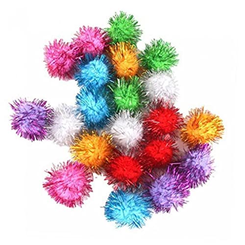 Ayrsjcl Funkelkatze Bälle Lametta Pompons Bälle Katze Spielzeug Multicolor Pack von 21 von Ayrsjcl
