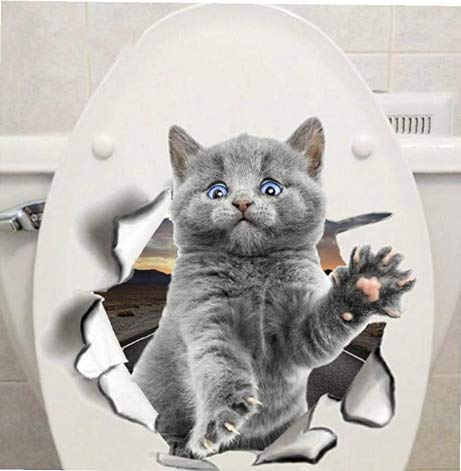 Ayrsjcl Lebhaftes Zimmer Badezimmer Dekore Stick Nette Kätzchen Tier Cartoon Katze Wandaufkleber Wc-Aufkleber von Ayrsjcl