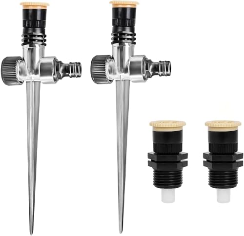 2pcs Gartensprenger, 360°Rasensprenger,Automatischer Sprinkler, Einstellbar Metall Erdspieß Garten Sprühregner,für Rasen Pflanzen Gemüse Blumen Garten von Ayucanpeng